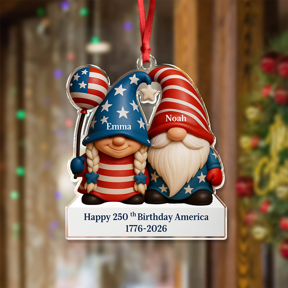 Custom Gnome Couple Happy 250th Anniversary American Acrylic Ornament LM32 897239
