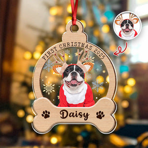 Custom Photo Dog First Christmas Wood And Acrylic Ornament HA75 897042