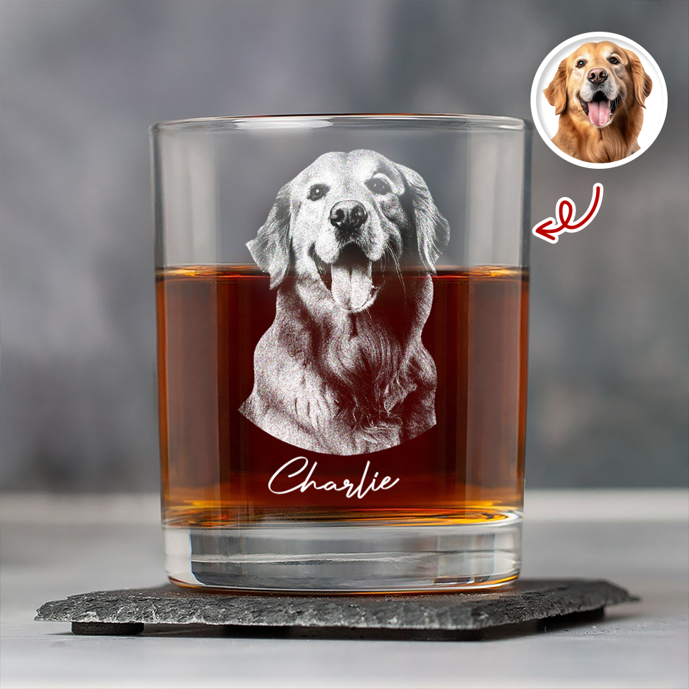 Custom Dog Photo Engraved Whiskey Glass Gift For Dog Lovers CH07 910014