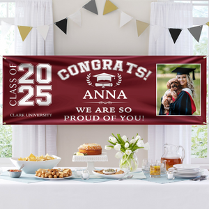 Congrats Class of 2025 Banner With Custom Image, Quotes & School Name Can Be Changed 888926 K228 HN590