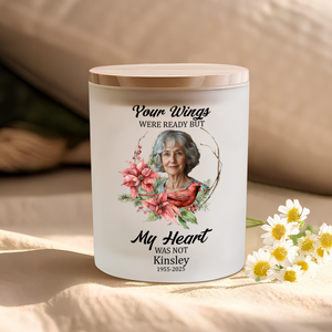 Custom Photo Dad Mom In Heaven Memorial Glass Jar With LED Candle LM32 893495