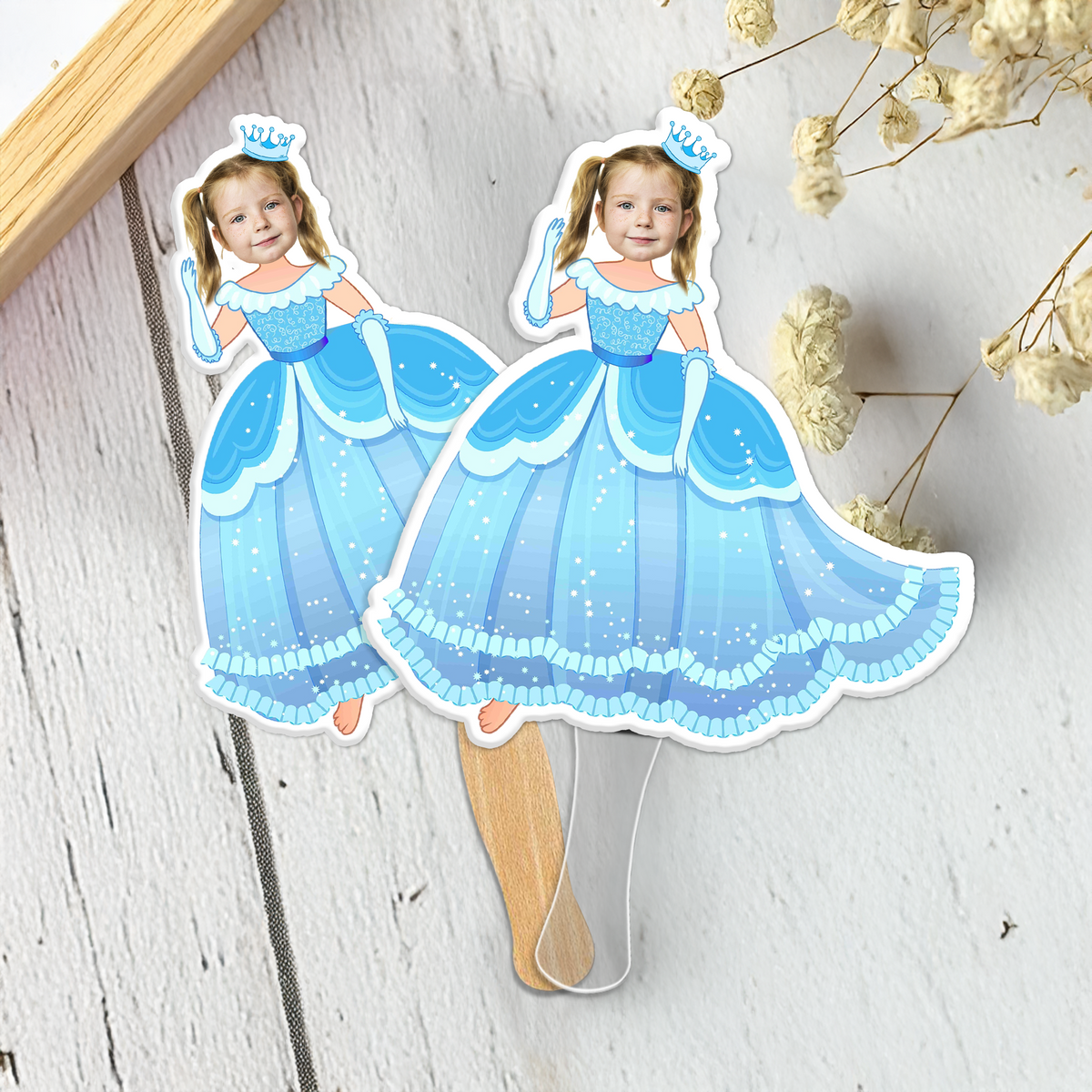 Custom Photo Princess Face Fans Personalised Birthday Gift Party Decor CH07 895438