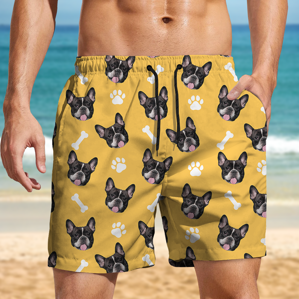 Custom Photo Face Dog With Bone Beach Short TH10 892763