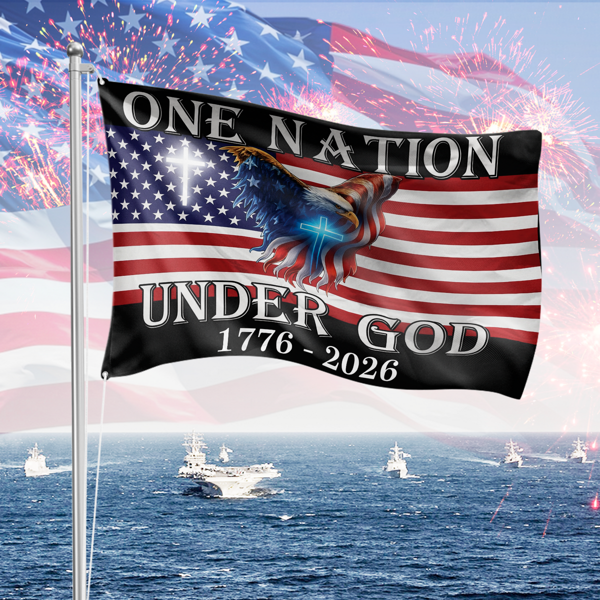 One Nation Under God American Eagle Garden Flag TH10 894843