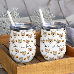 Custom Dog Cat Face Wine Tumbler Gift For Dog Cat Dad Mom HO82 894150