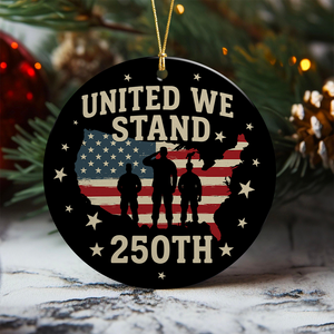 United We Stand 250th Anniversary USA Veteran Ceramic Ornament HA75 897316