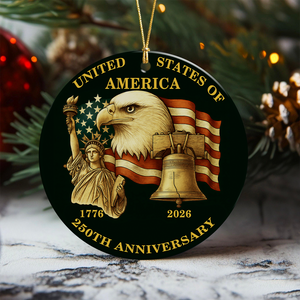 USA 250th Anniversary Ornament US Flag 1776-2026 America Patriotic Ceramic Ornament CH07 899608