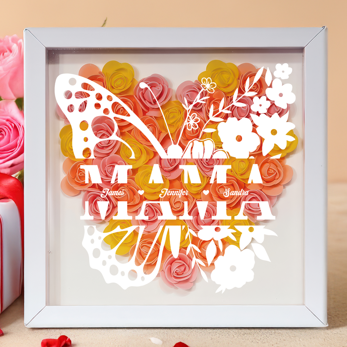 Personalized Butterfly Mom Flower Shadow Box Mother's Fay Gift CH07 895462