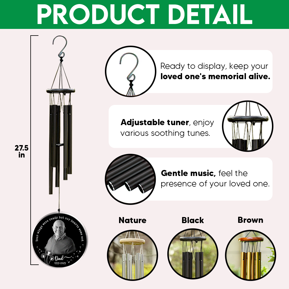 Custom Photo Your Wings Were Ready But Our Hearts Were Not Acrylic Wind Chimes TH10 894211