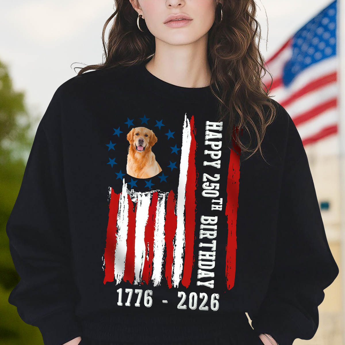 Custom Dog Photo Happy 250 Years Of Freedom Patriot Dark Shirt LM32 895215