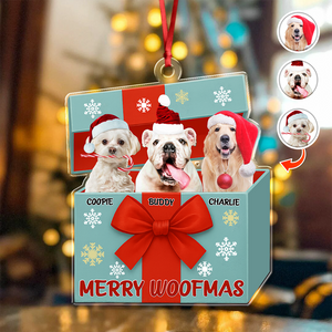 Custom Dog Photo Merry Woofmas Acrylic Ornament Gift For Dog Lovers HO82 900008