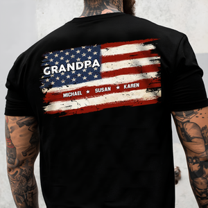 Proud To Be American Dad Personalized US Flag Back & Front Dark Shirt CH07 895778