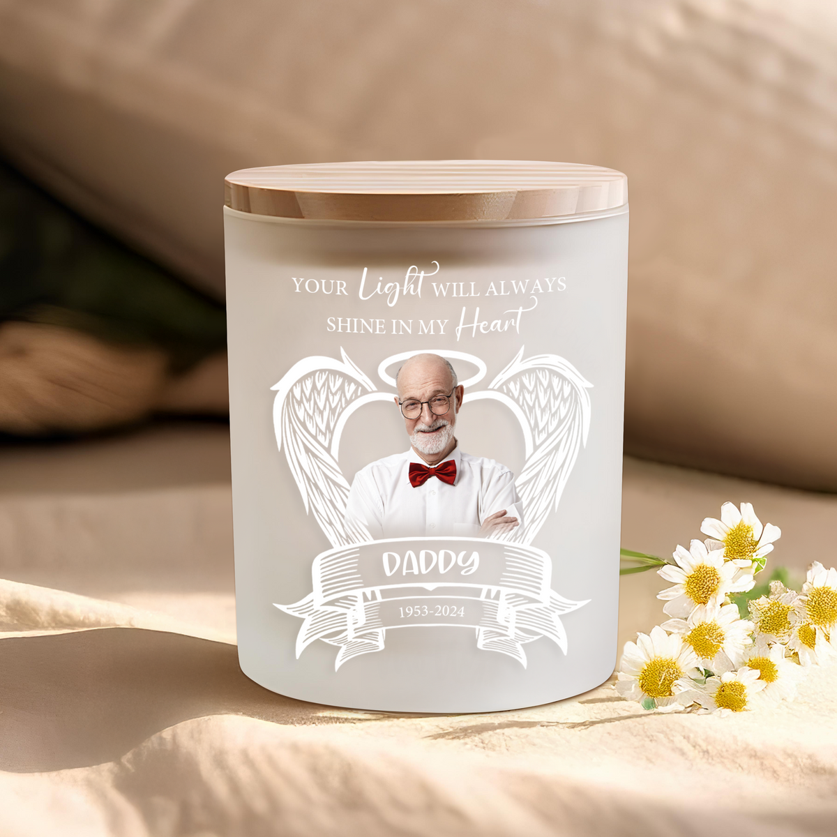 Custom Photo Your Light Will Always Shine In My Heart Memorial Glass Jar With LED Candle HO82 893828