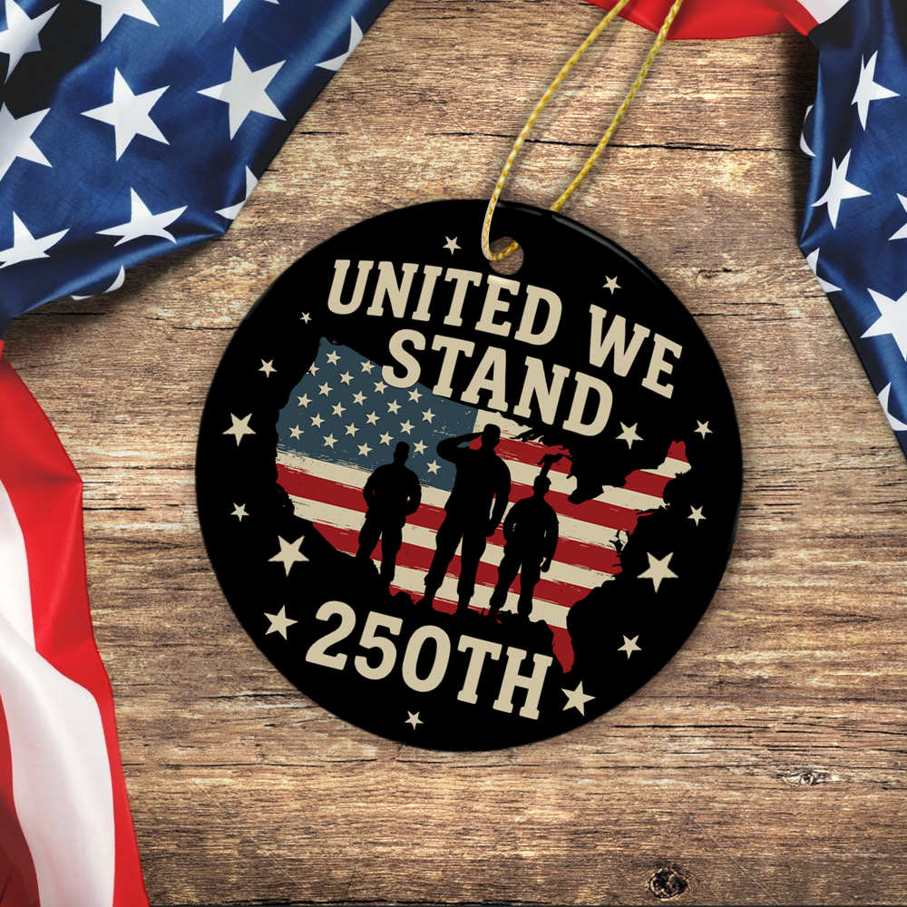 United We Stand 250th Anniversary USA Veteran Ceramic Ornament HA75 897316