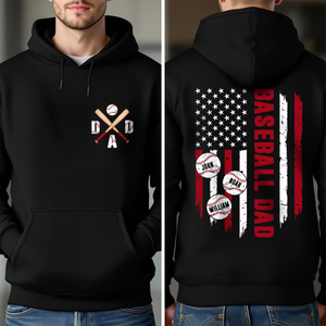 Custom Baseball Dad Shirt with Kids Name Back & Front Dark Shirt CH07 895870