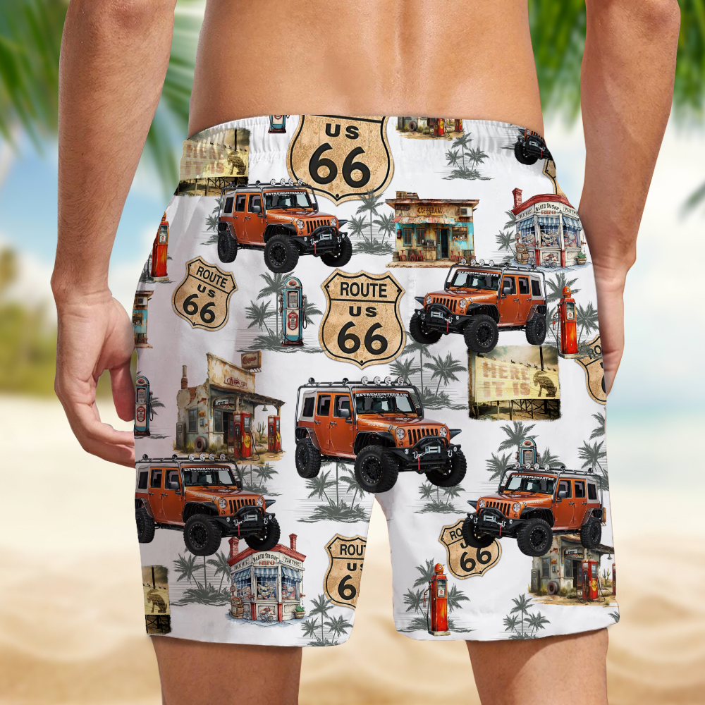 Custom Car Photo Rout 66 Authentic Beach Short TH10 892711