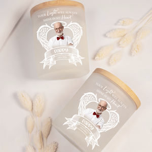 Custom Photo Your Light Will Always Shine In My Heart Memorial Glass Jar With LED Candle HO82 893828