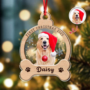 Custom Photo Dog First Christmas Wood And Acrylic Ornament HA75 897042