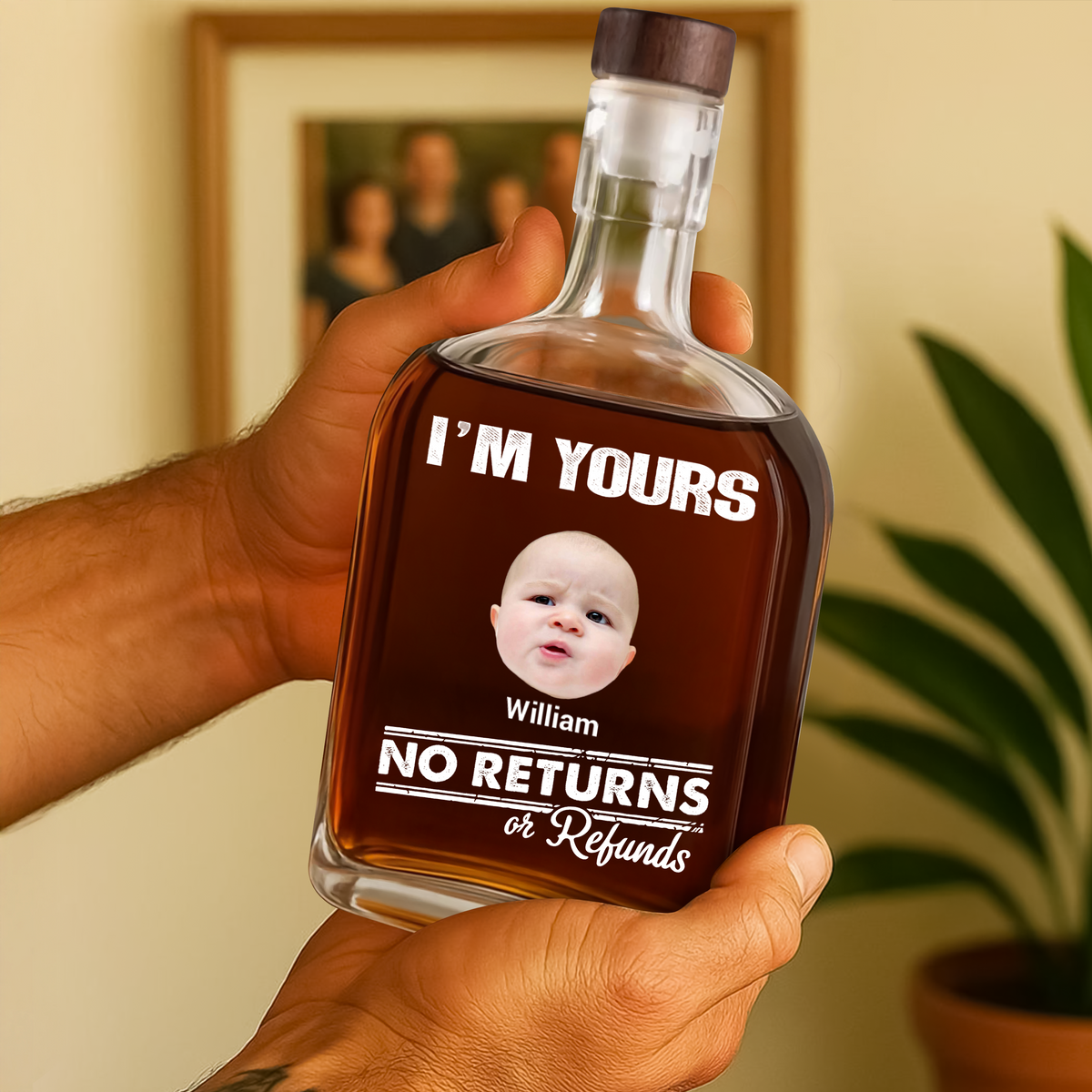 Custom Kid Photo No Returns Or Refunds Family Whiskey Bottle Gift HO82 894060