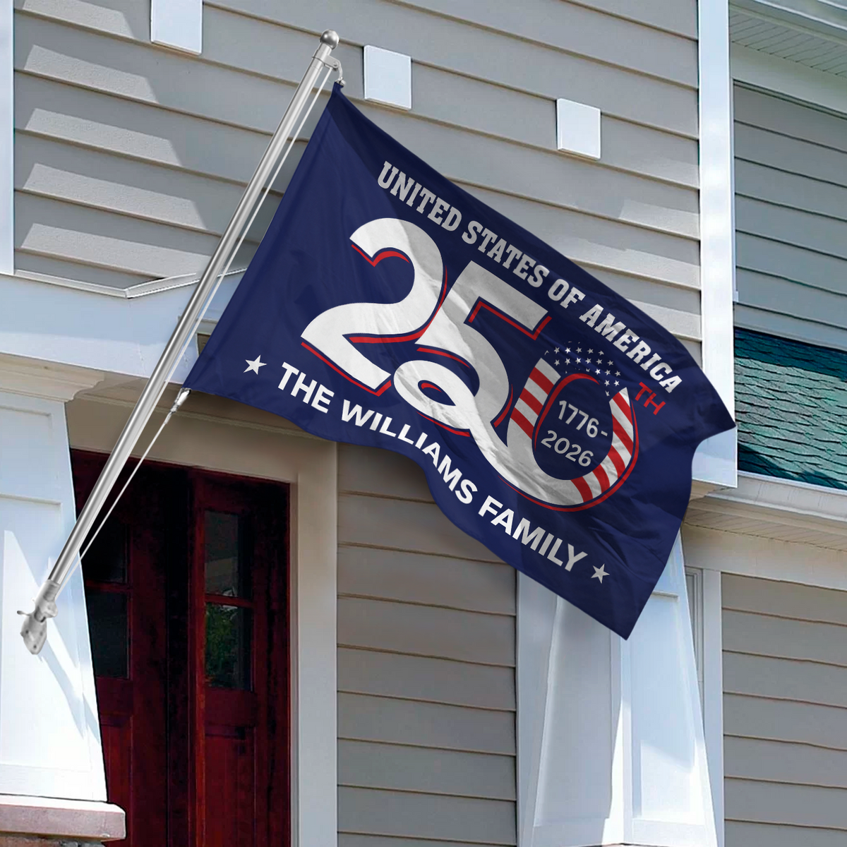 Custom Family Name Patriotic 250th Anniversary 1776 2026 United States of America Semiquincentennial Banner House Flag HO82 900104