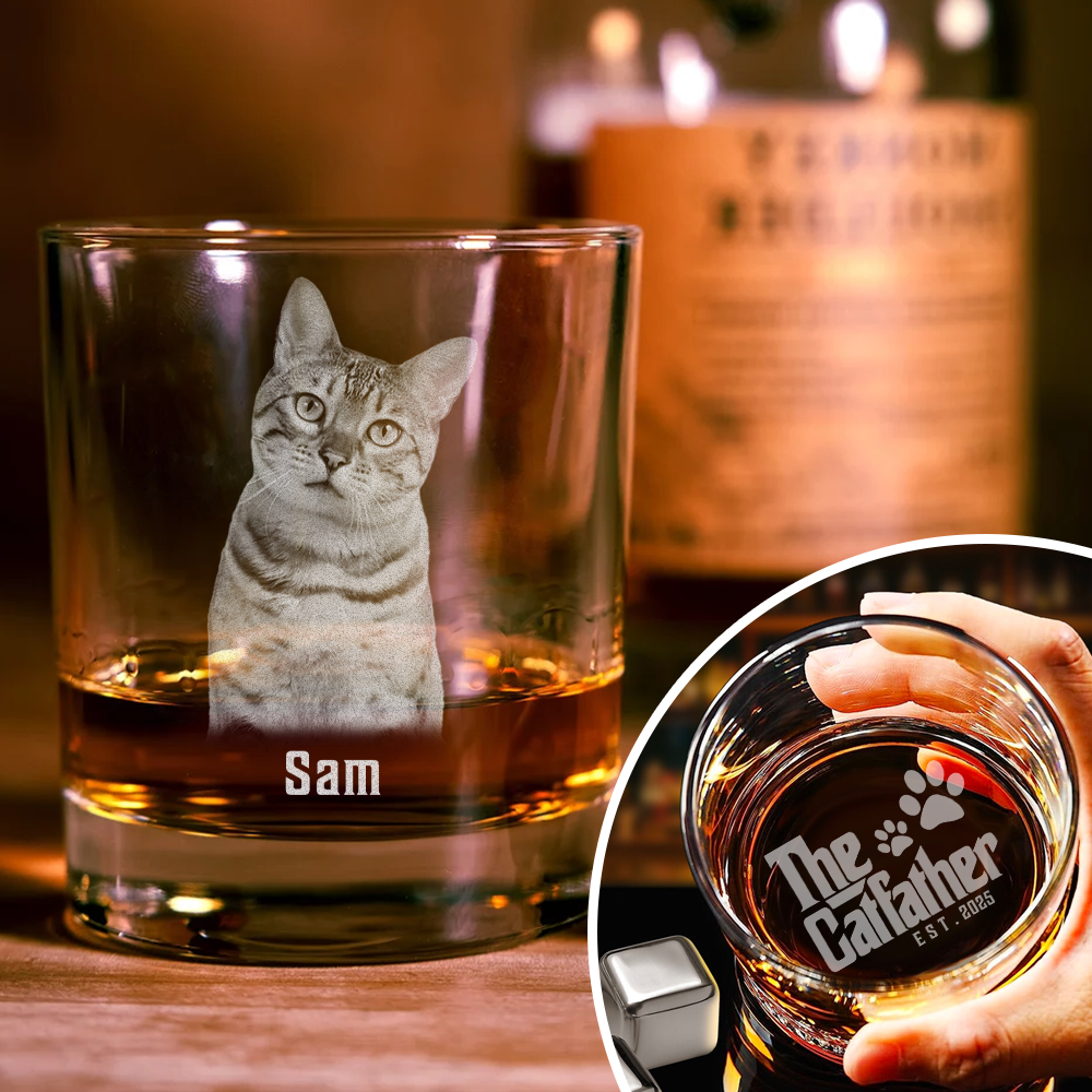 Custom Photo The Cat Father For Cat Lover Whiskey Glass TH10 892847