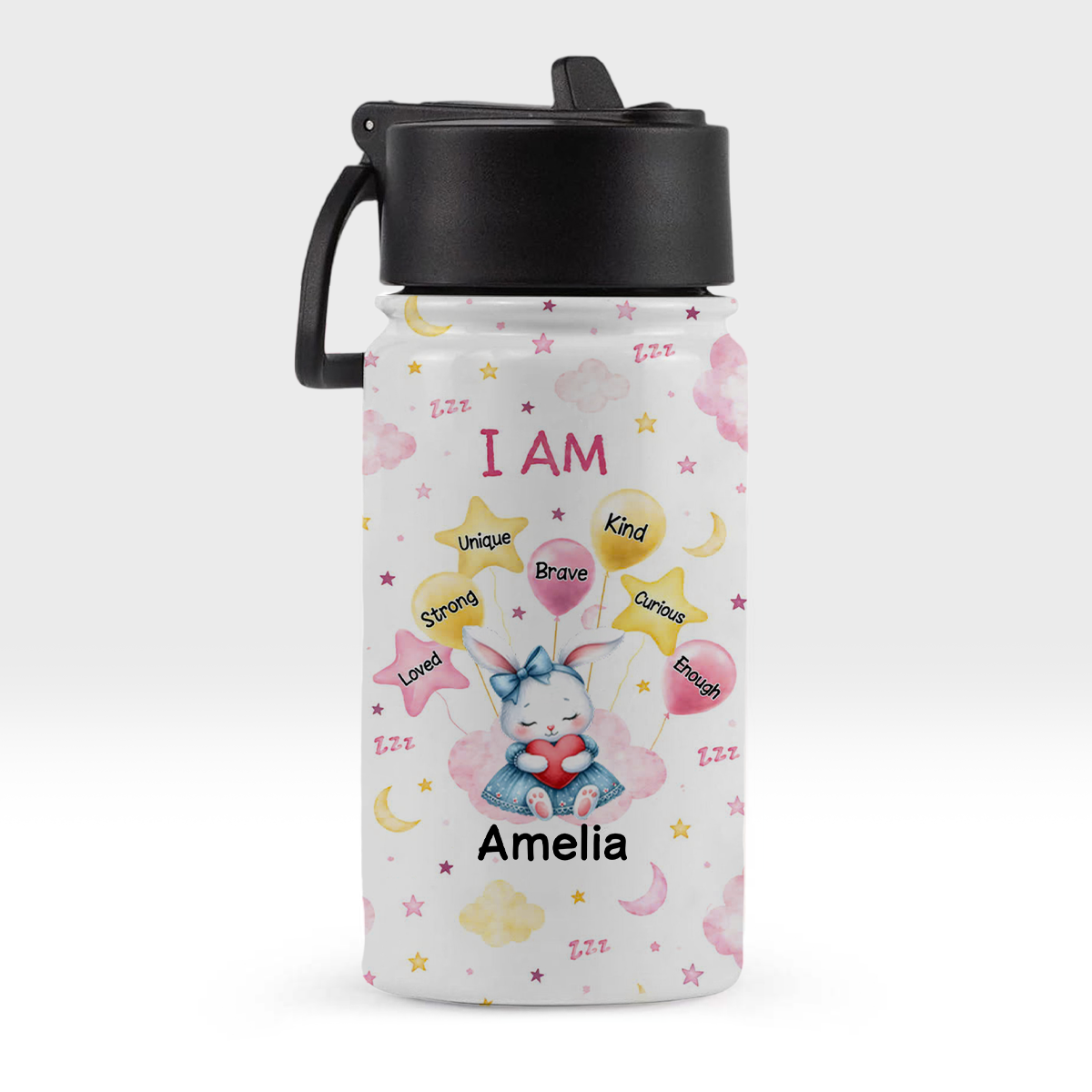 Custom Name Watercolour Cartoon Animal Kid Water Bottle HO82 902966