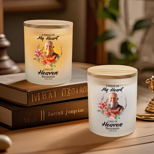 Custom Photo Dad Mom In Heaven Memorial Glass Jar With LED Candle LM32 893495