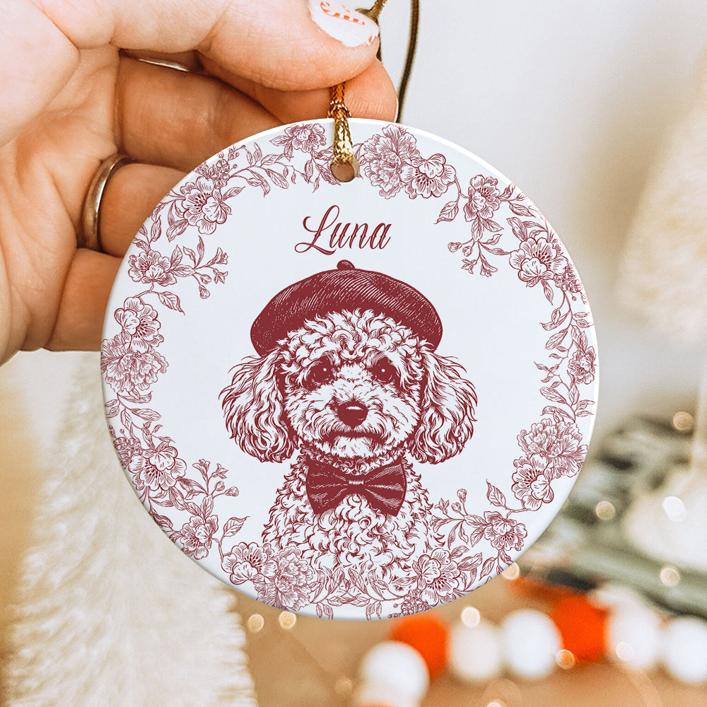 Custom Pet Photo Sketch Line Art Christmas Ceramic Ornament HA75 919124