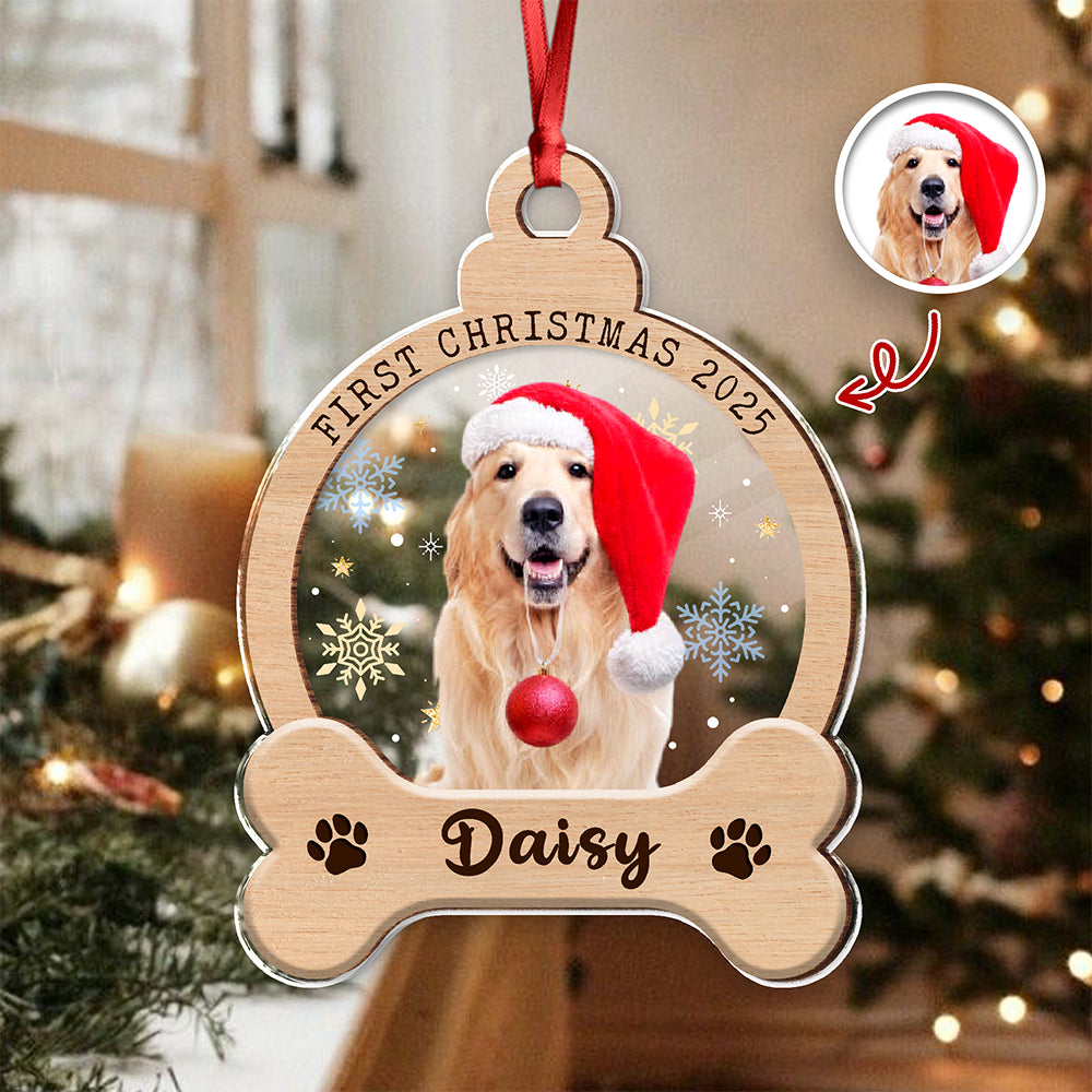 Custom Photo Dog First Christmas Wood And Acrylic Ornament HA75 897042
