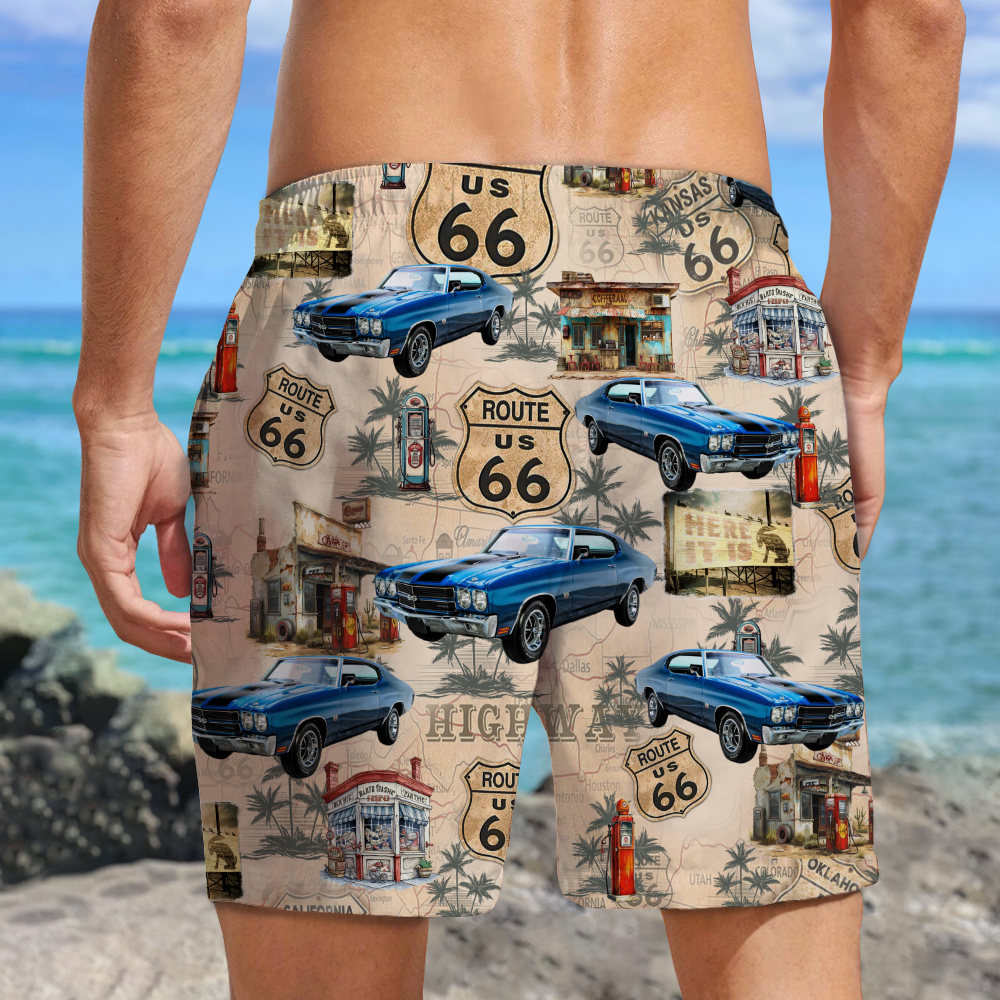 Custom Car Photo Rout 66 Authentic Beach Short TH10 892711