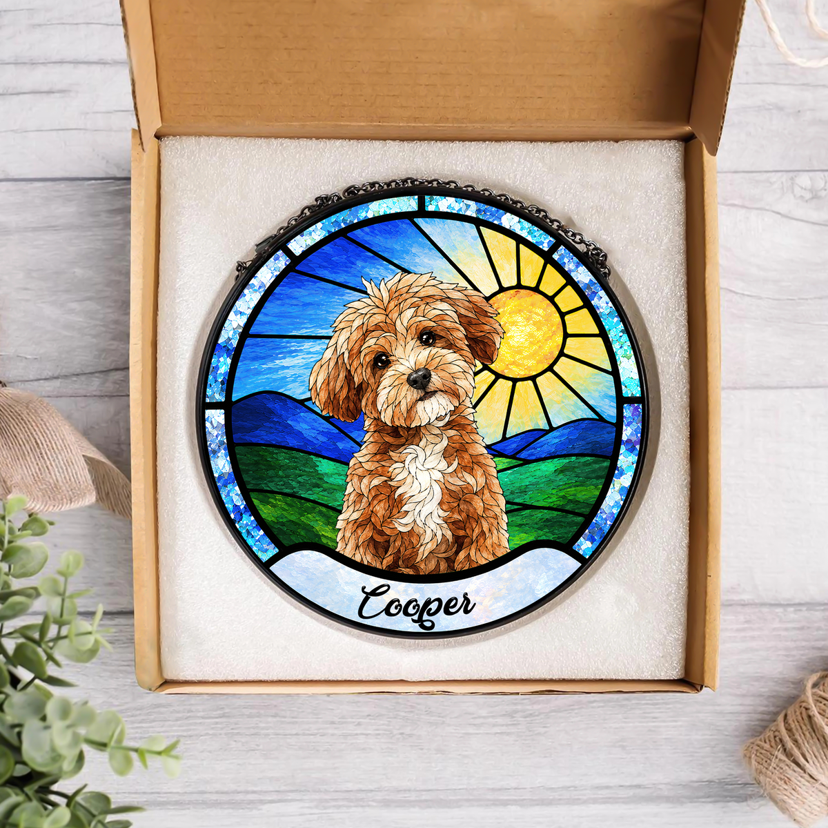 Custom Pet Portrait Stained Glass Suncatcher Window Hanging - Personalized Pet Lover Gift HO82 902962