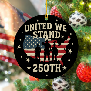 United We Stand 250th Anniversary USA Veteran Ceramic Ornament HA75 897316