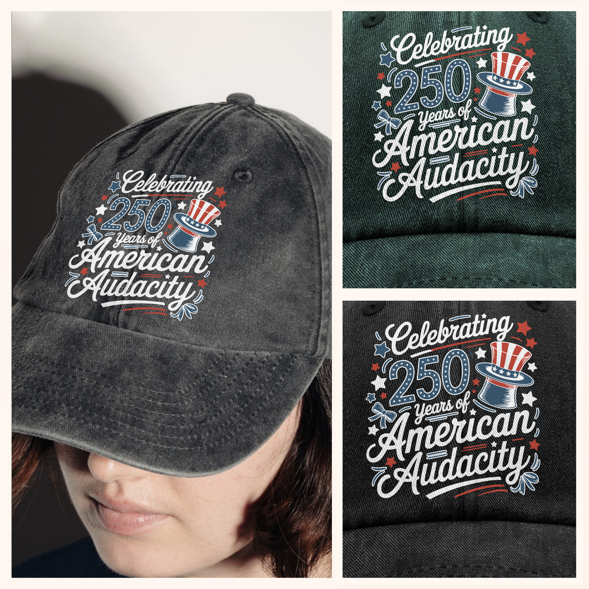 250 Years America 250th Anniversary USA 4th of July Washed Denim Baseball Cap HO82 894818