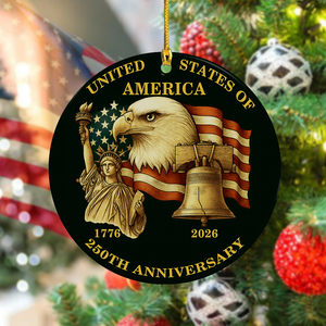 USA 250th Anniversary Ornament US Flag 1776-2026 America Patriotic Ceramic Ornament CH07 899608