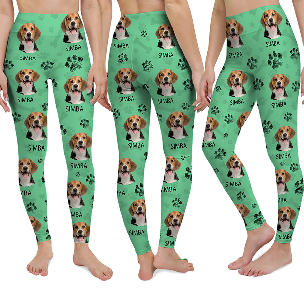 Custom Dog Photo With Paw Pattern Legging HO82 900530