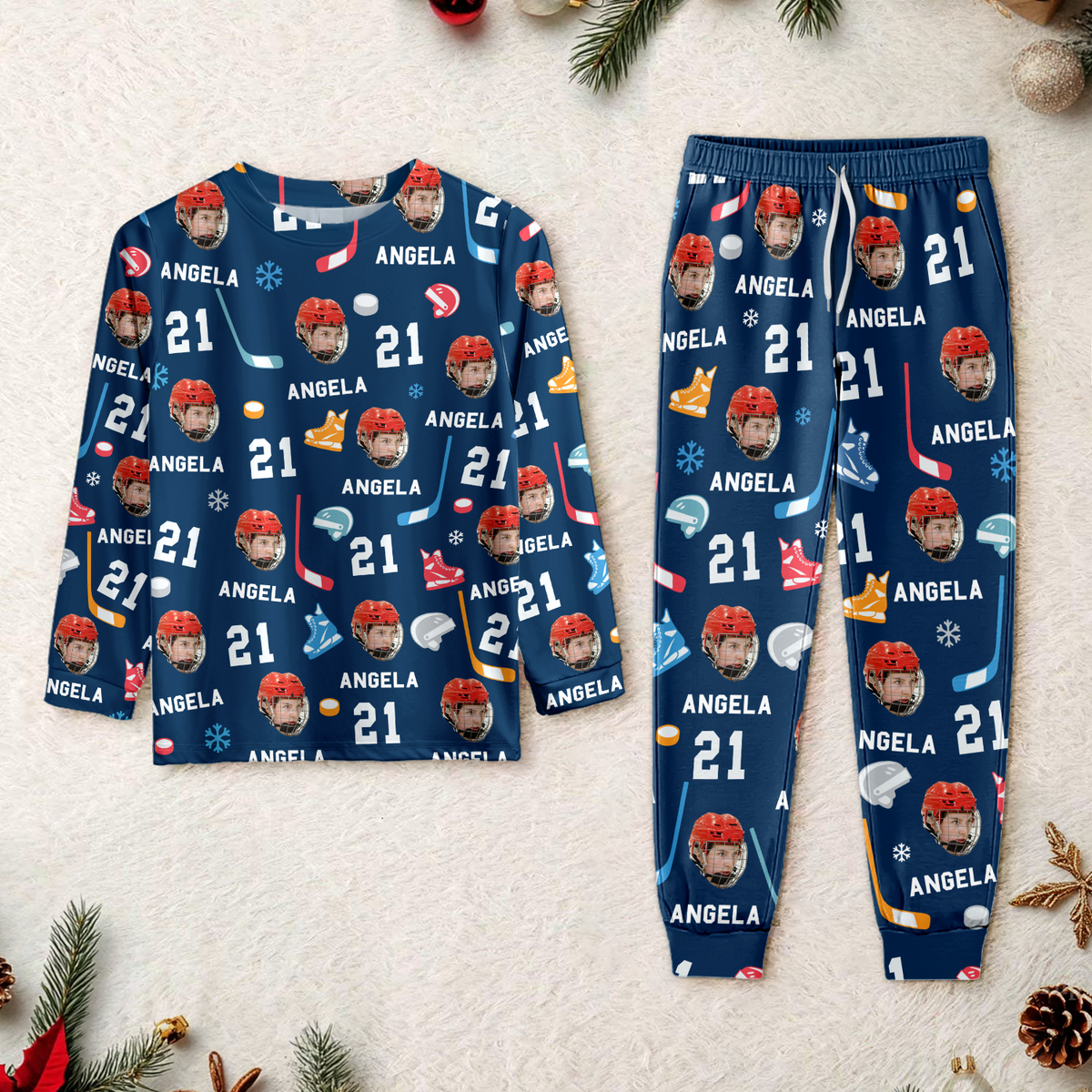 Custom Face Photo With Hockey Sport Sleepwear HO82 900046