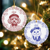 Custom Pet Photo Sketch Line Art Christmas Ceramic Ornament HA75 919124