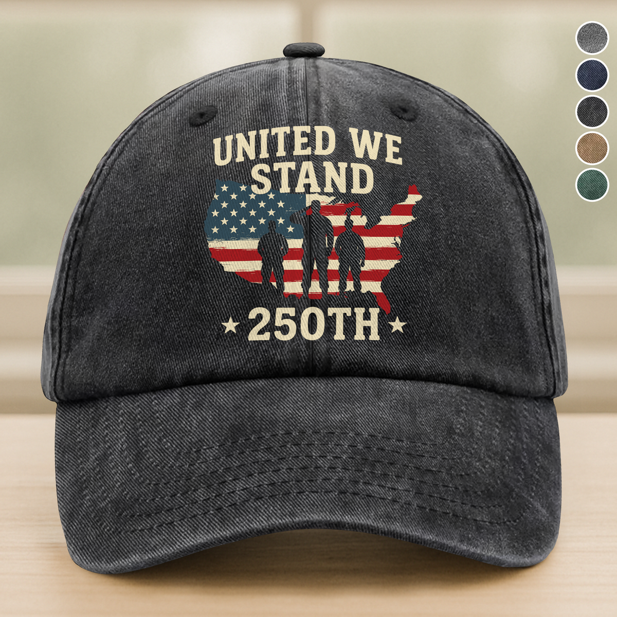 United We Stand 250th Anniversary USA Veteran Washed Denim Baseball Cap HA75 897314