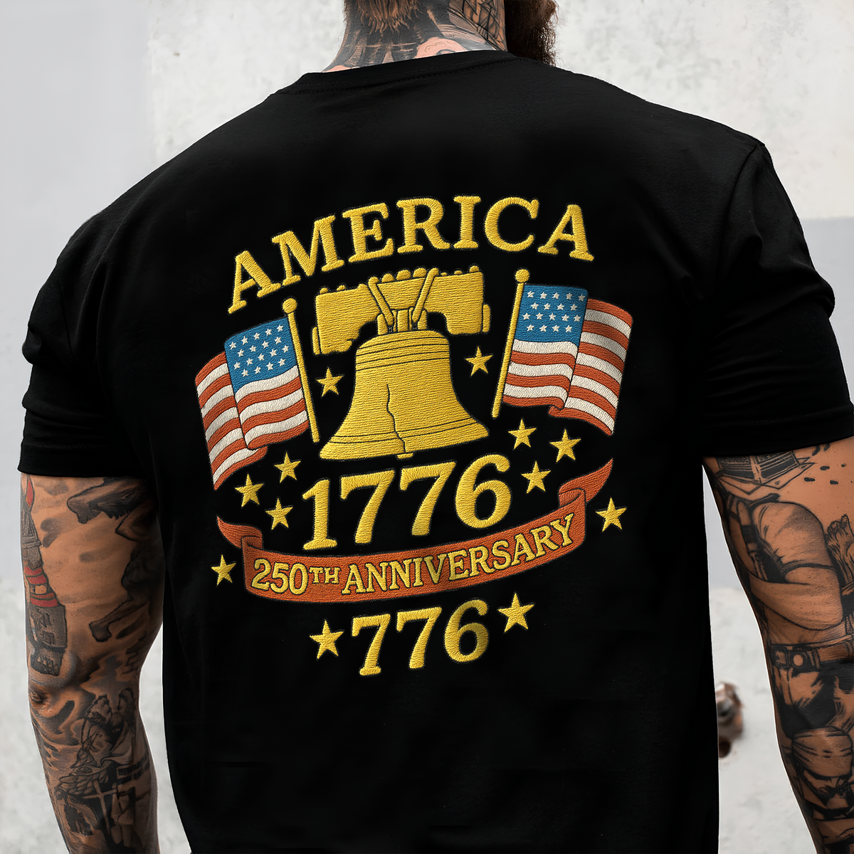 Anniversary Liberty Bell Embroidered Effect Back Side Dark Shirt America 250th Anniversary Shirt CH07 899190