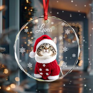 Custom Photo Cat Glass Ornament For Christmas HA75 897240