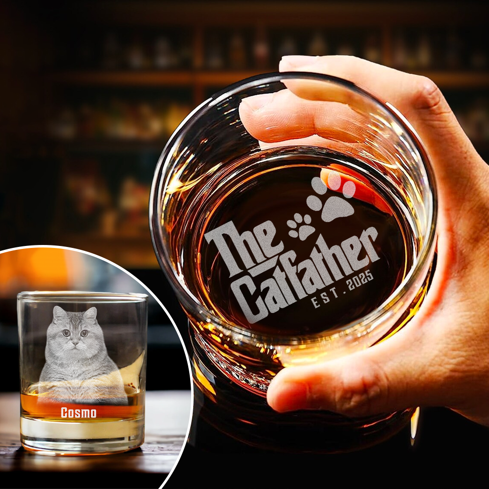 Custom Photo The Cat Father For Cat Lover Whiskey Glass TH10 892847