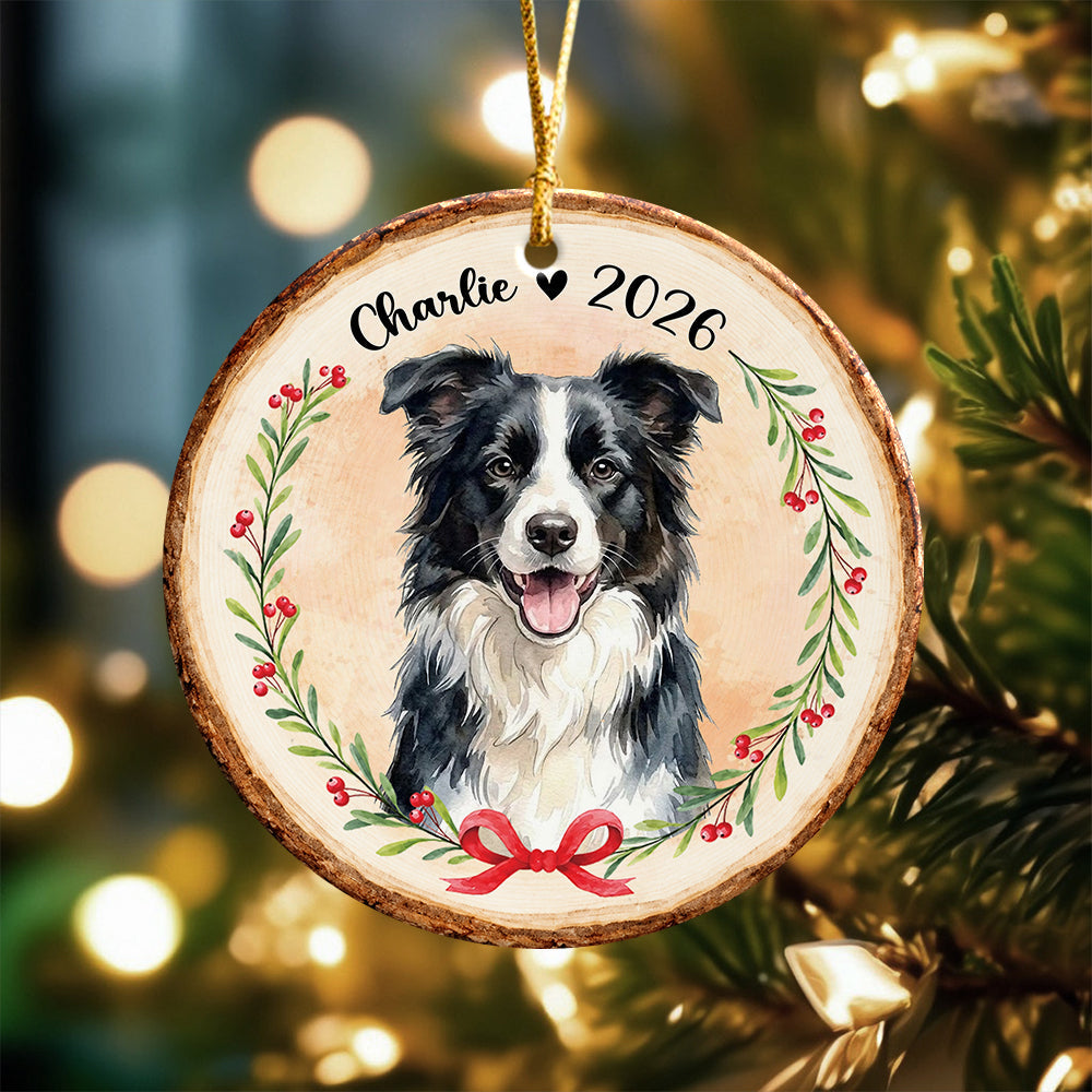 Custom Dog Photo Watercolor Ceramic Ornament, Personalized Christmas Gift for Dog Lovers CH07 180490