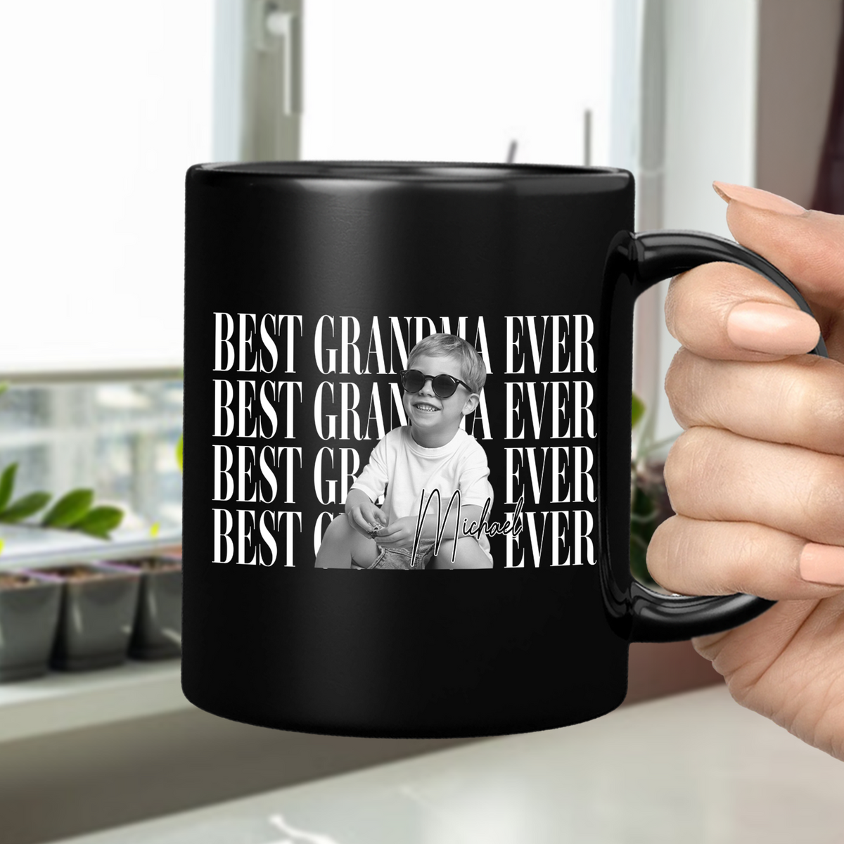 Personalized Vintage Photo Best Dad Mom Ever Black Mug - Father’s Day Gift LM32 669055