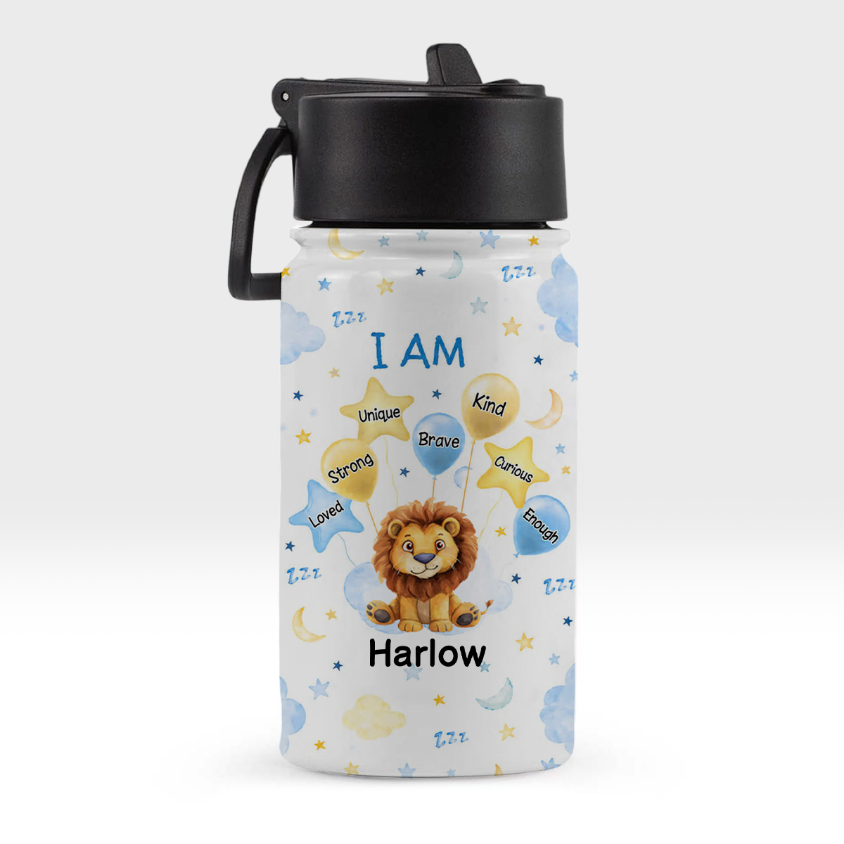 Custom Name Watercolour Cartoon Animal Kid Water Bottle HO82 902966