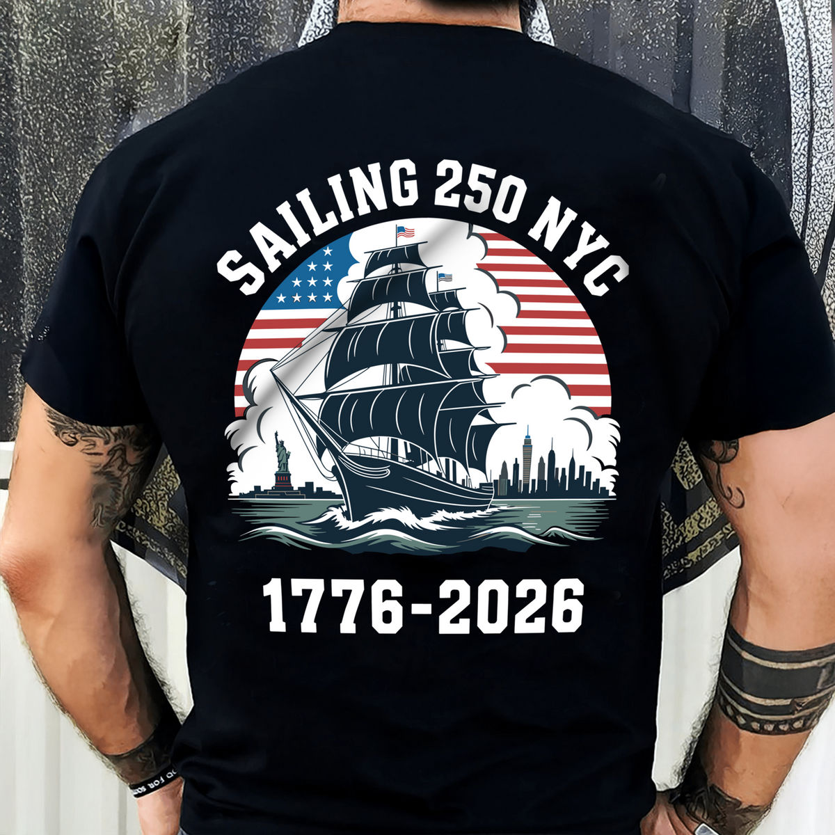 America 250th Anniversary 250 Years NYC USA Back Side Dark Shirt CH07 896736
