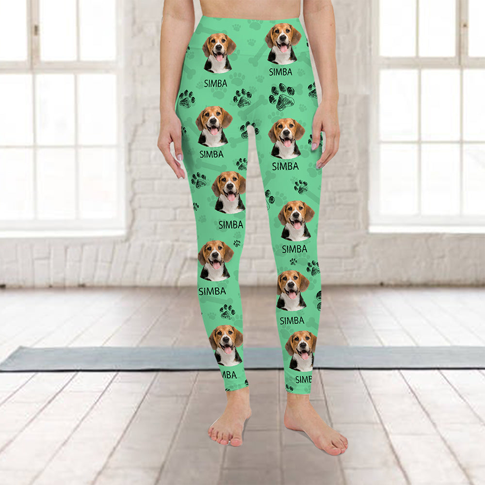 Custom Dog Photo With Paw Pattern Legging HO82 900530