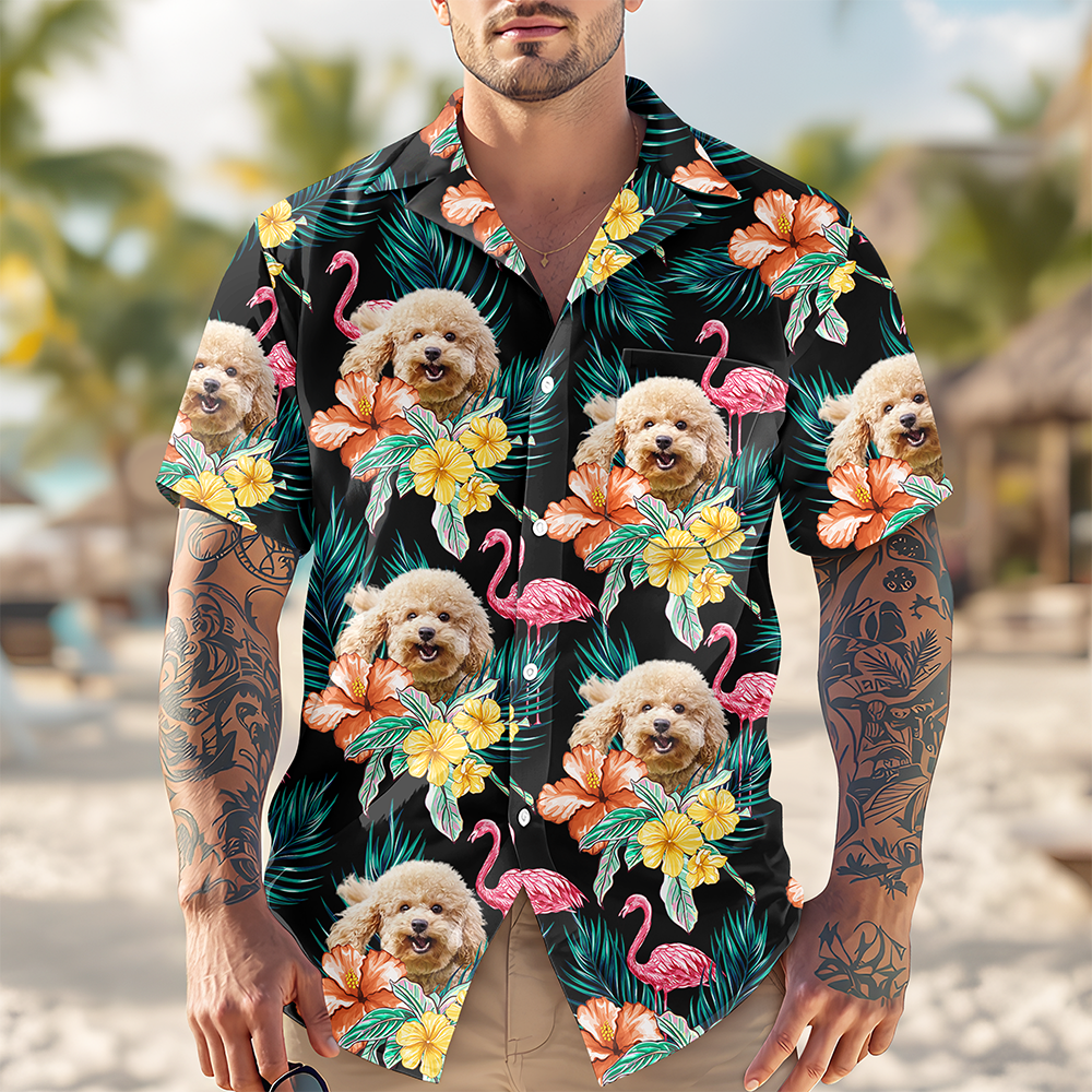 Custom Funny Photo Dog Flamingo Hawaii Shirt HA75 892226