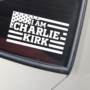 I Am Charlie Kirk Flag USA Memorial MAGA Car Window Decal Sticker LM32 67781
