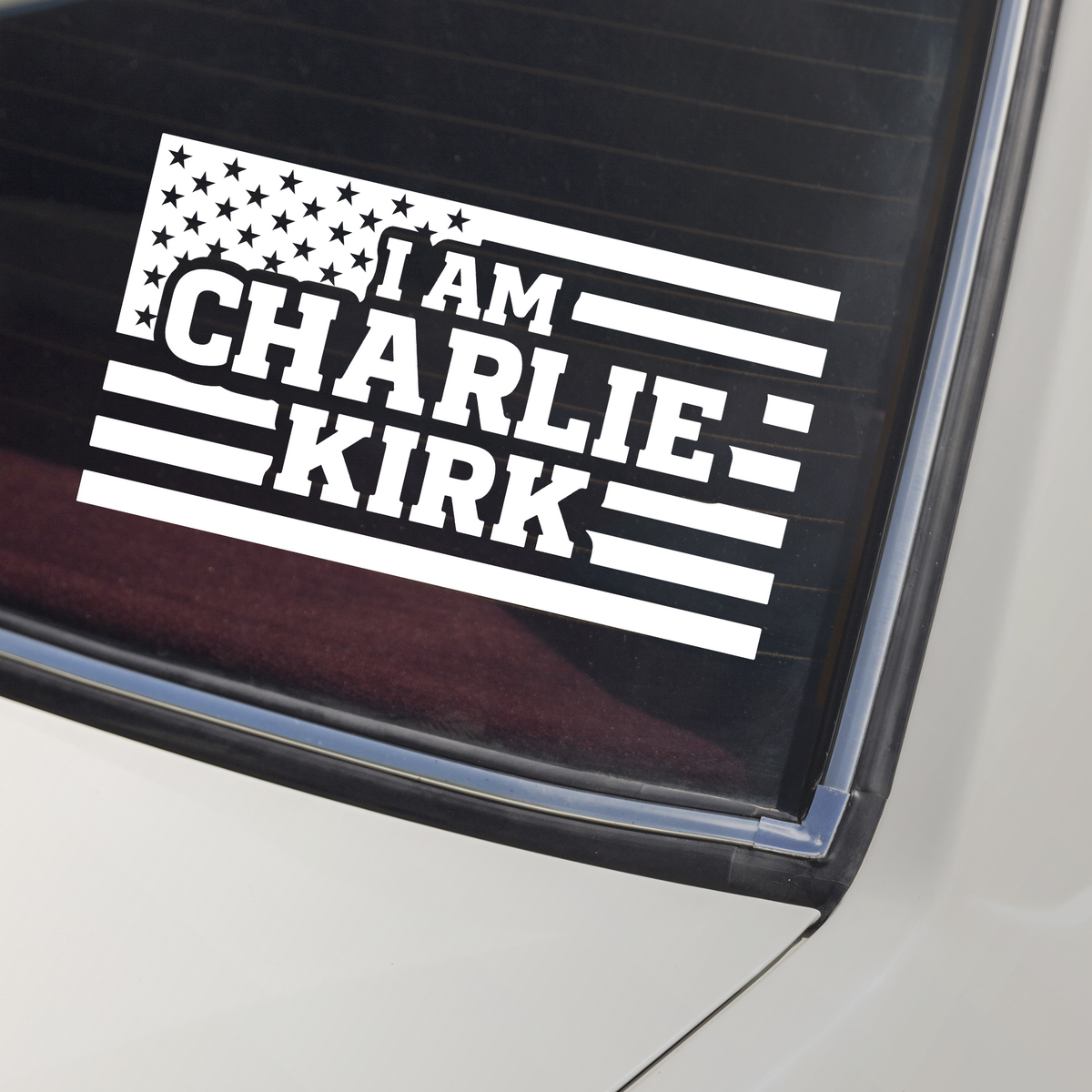 I Am Charlie Kirk Flag USA Memorial MAGA Car Window Decal Sticker LM32 67781