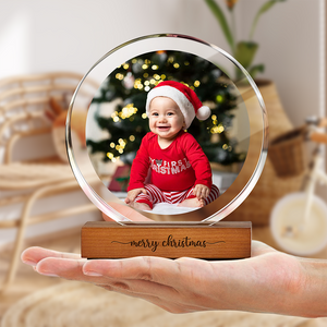 Custom Dad & Kid Photo Round Acrylic Frame Block Father's Day Gift For Dad HA75 892378